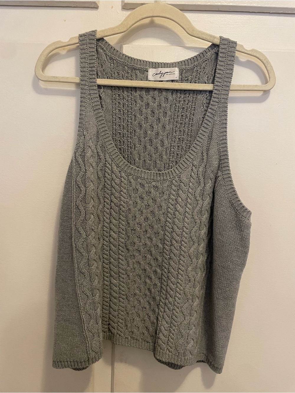 Gray Cable Knit Tank Sweater